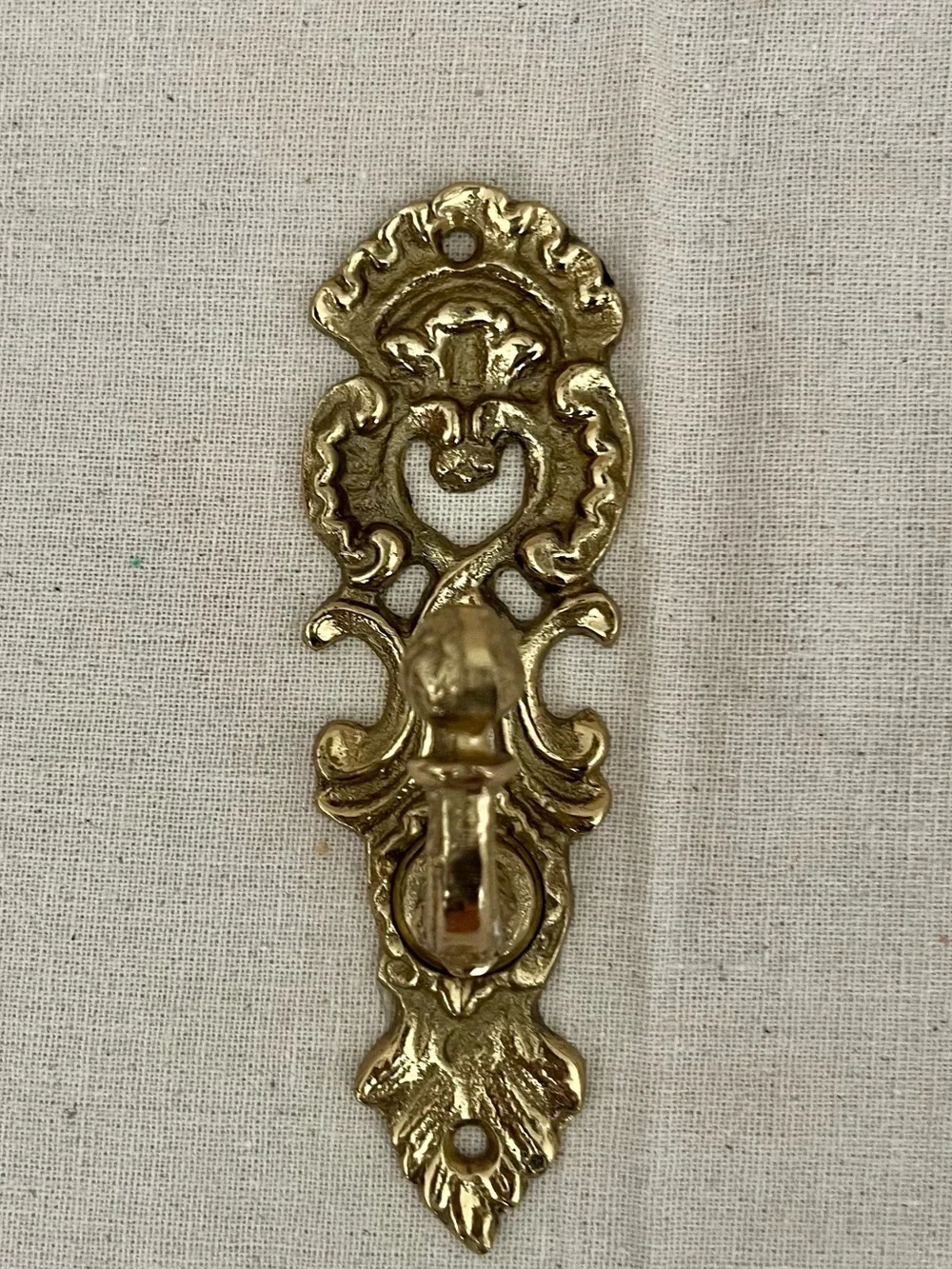 Vintage solid brass ornate wall hook, c1970s (Rococo/French Provincial style)